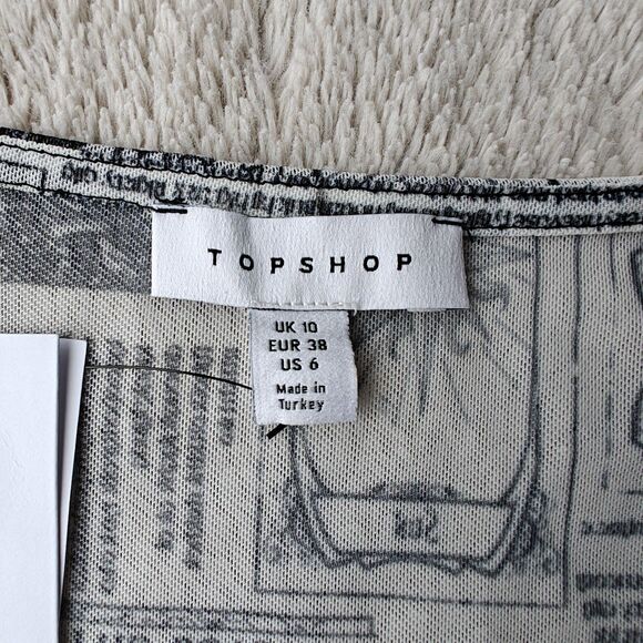 Topshop Y2K Crop Top Women's 6 Square Neck Tarot Wicca Witchy Mesh NWT - Picture 3 of 6